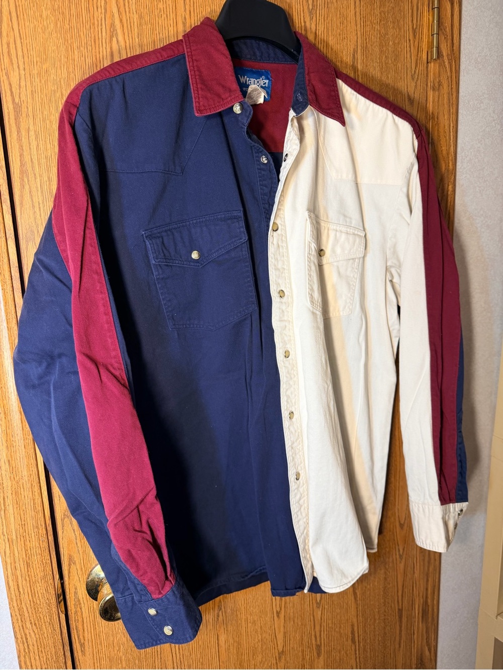 Wrangler 80s Colorblock Pearl Snap Retro Western Shirt - Picture 3 of 7